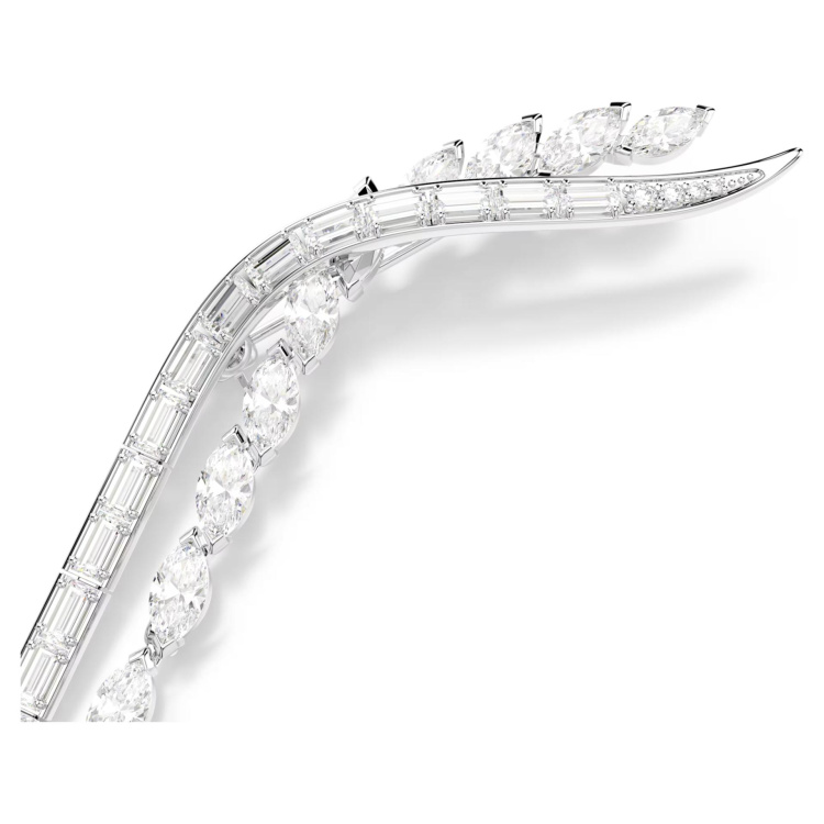 Mesmera brooch Mixed cuts, White, Rhodium plated